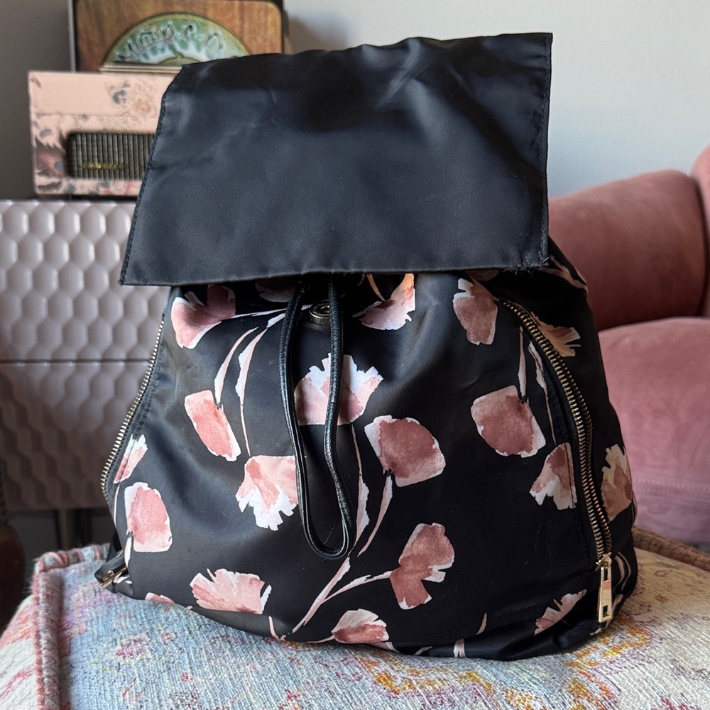 Floral Black Backpack
